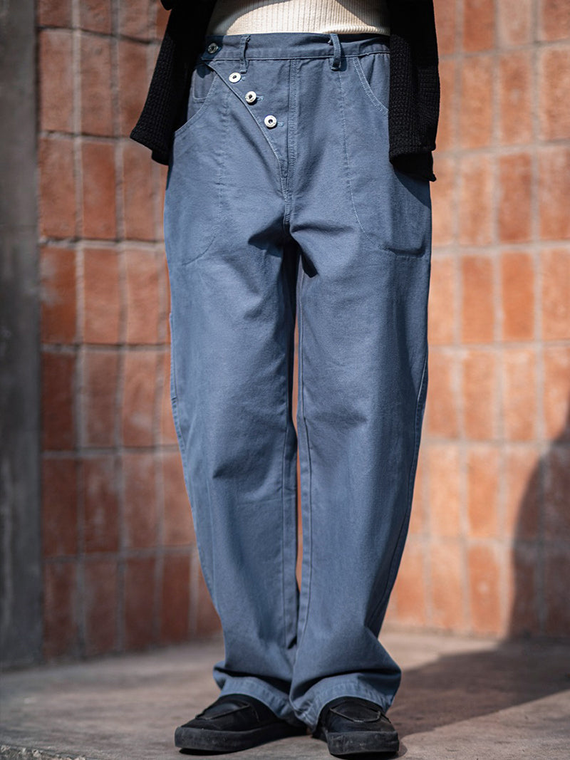 Retro Straight Overalls Loose Casual Pants