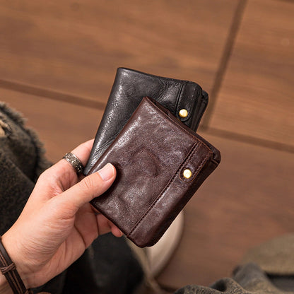 Retro Handmade Leather Card Holders Short Wallet