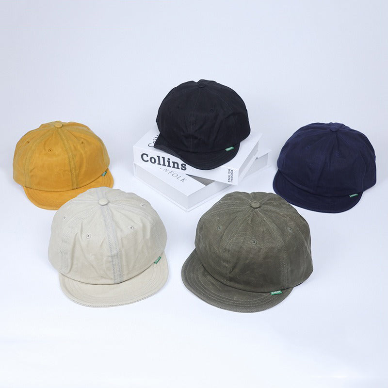 Retro Wax Cloth Flip Hat Beret Casual Cap Adjustable Hat