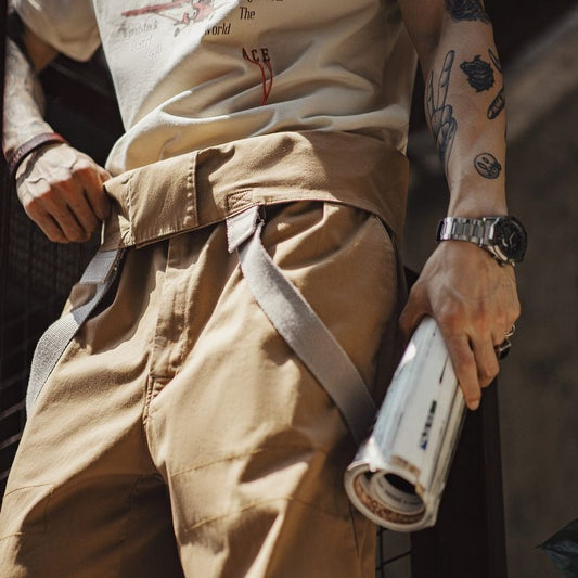 Retro Loose Straight Overalls Casual One-piece Suspender Trousers