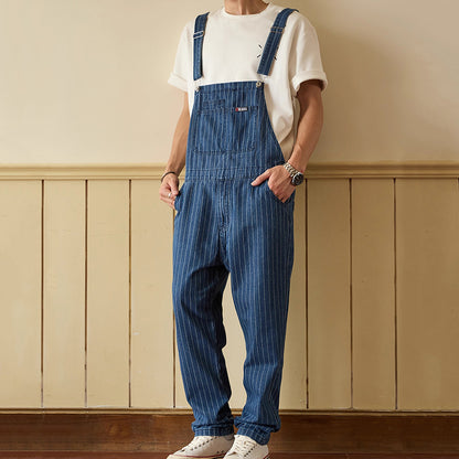 Retro Denim Casual Multi-Pocket Jumpsuits Overall