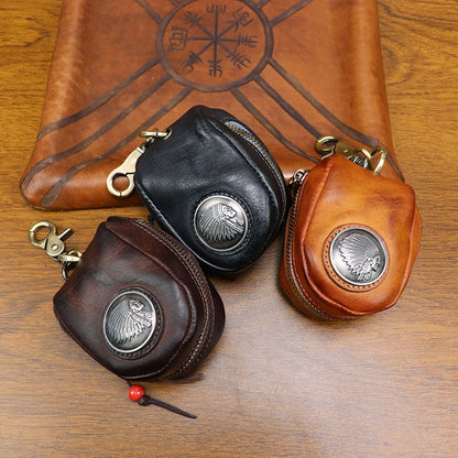 Top-grain Leather Vintage Key Pouches Wallet