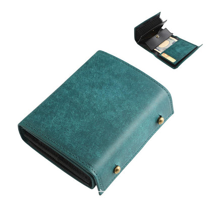 Retro handmade frosted leather wallet for men and women, 3-fold style multifunctional business clutch