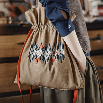 Retro Khaki Portable Canvas Shoulder Bag