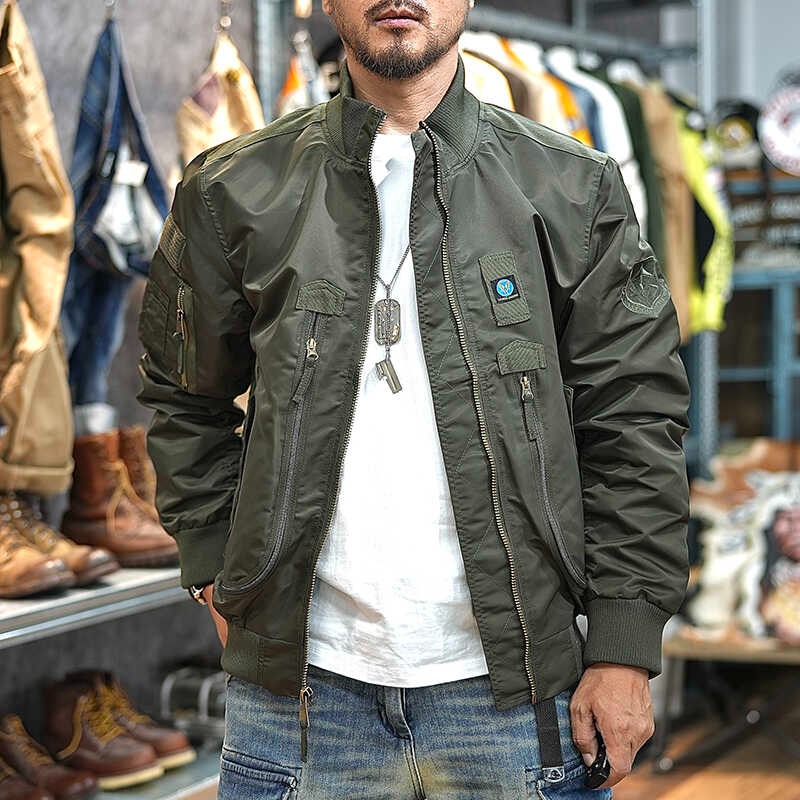 Retro Bomber Jacket Windproof Motorcycle Workwear Jacket