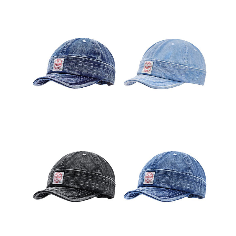 Retro Denim Flip Hat Beret Casual Cap Adjustable Hat