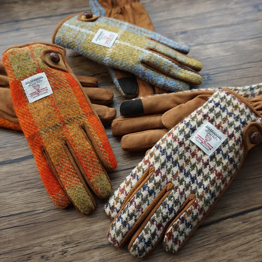 Retro Wool Touchscreen Tweed Plaid Gloves