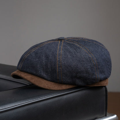 Retro Denim Suede Newsboy Hat Beret Painter Hat Accessories