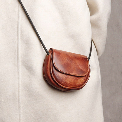 Retro Handmade Leather Card Wallets Mini Crossbody Bags