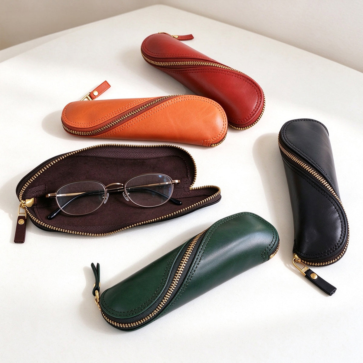 Retro Handmade Leather Glasses Case