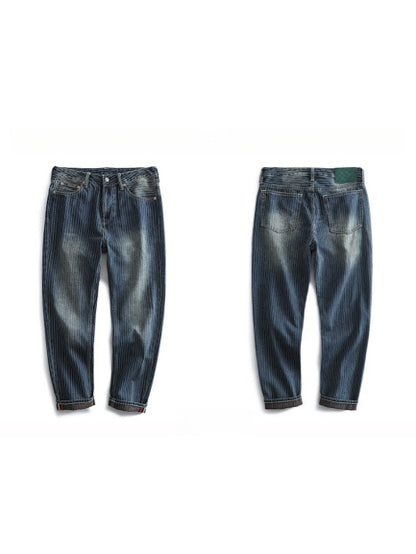 Vintage Slim Fit Denim Striped Casual Jeans Pants