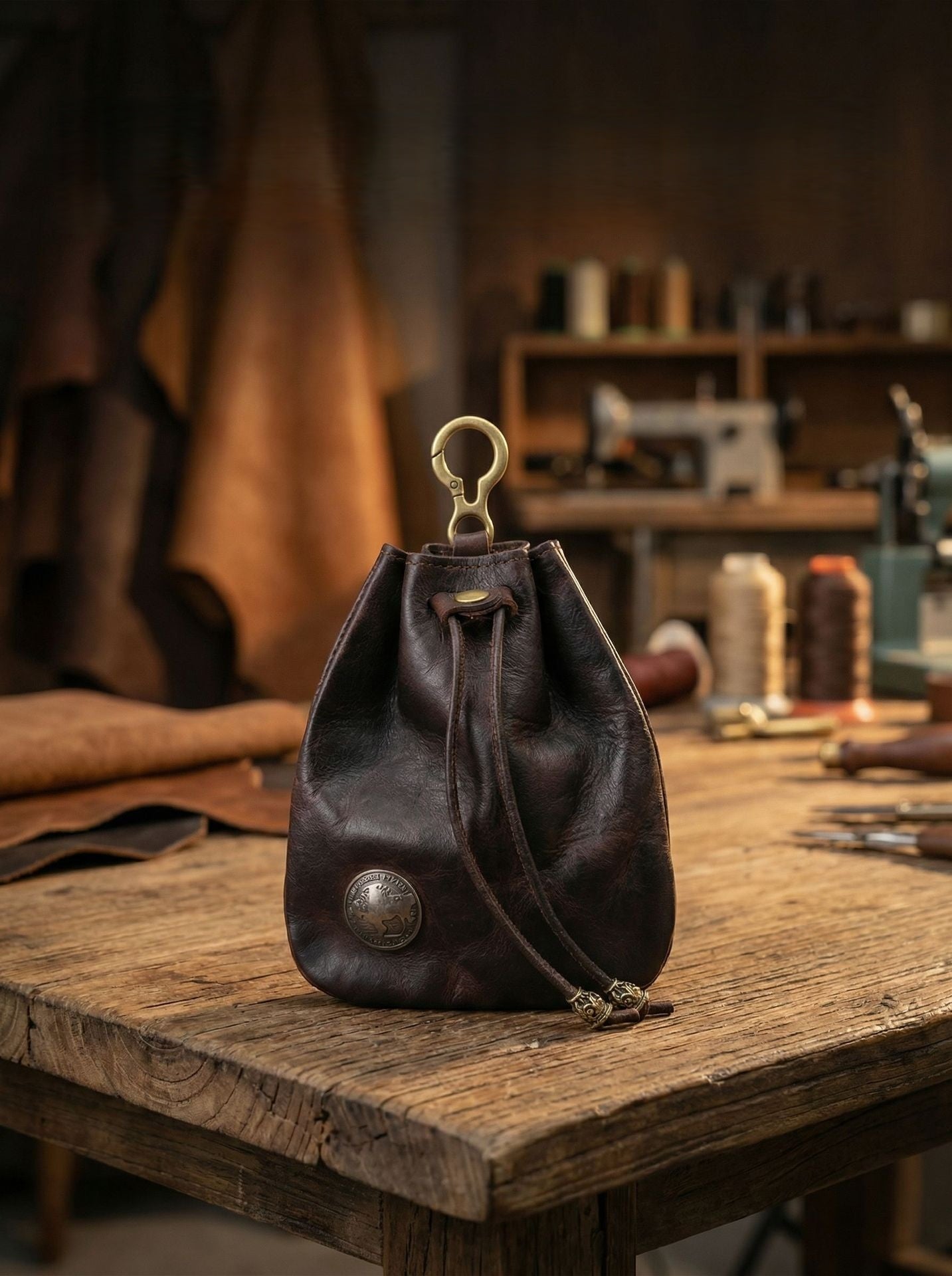 Retro Handmade Leather Coin Bag Storage Bag