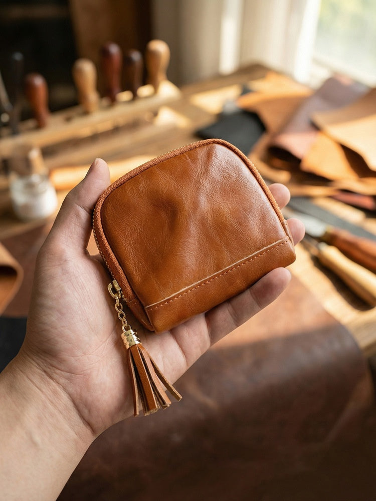 Retro Handmade Leather Storage Bag Card Holder Wallet