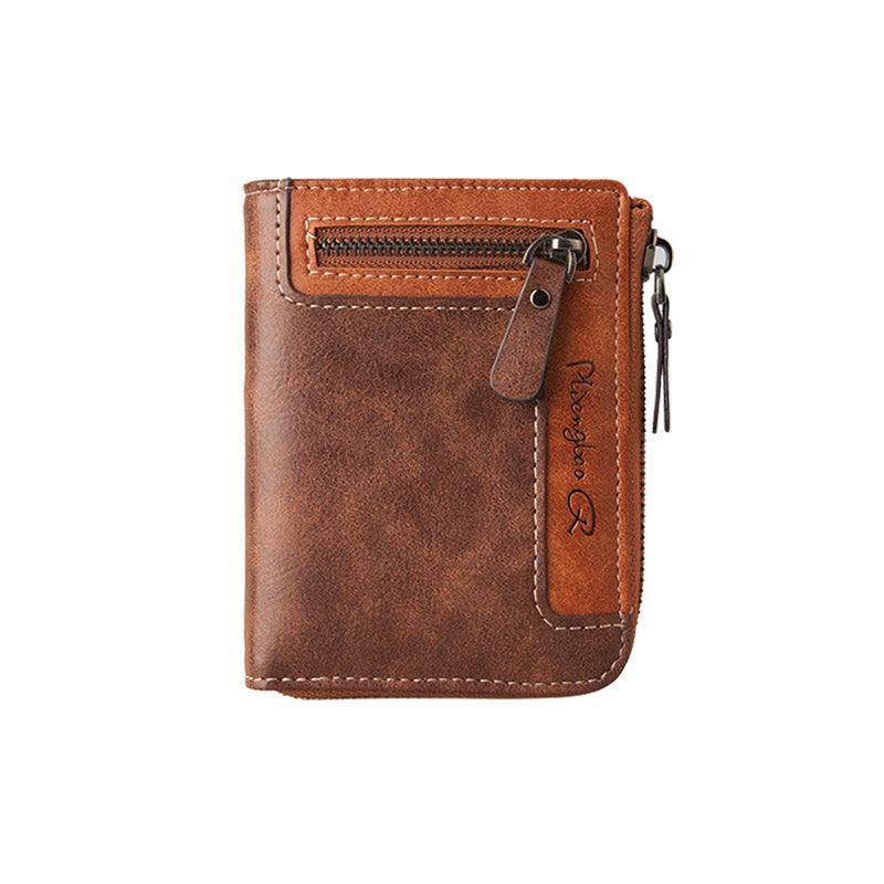 Retro Leather Zipper Short Wallet