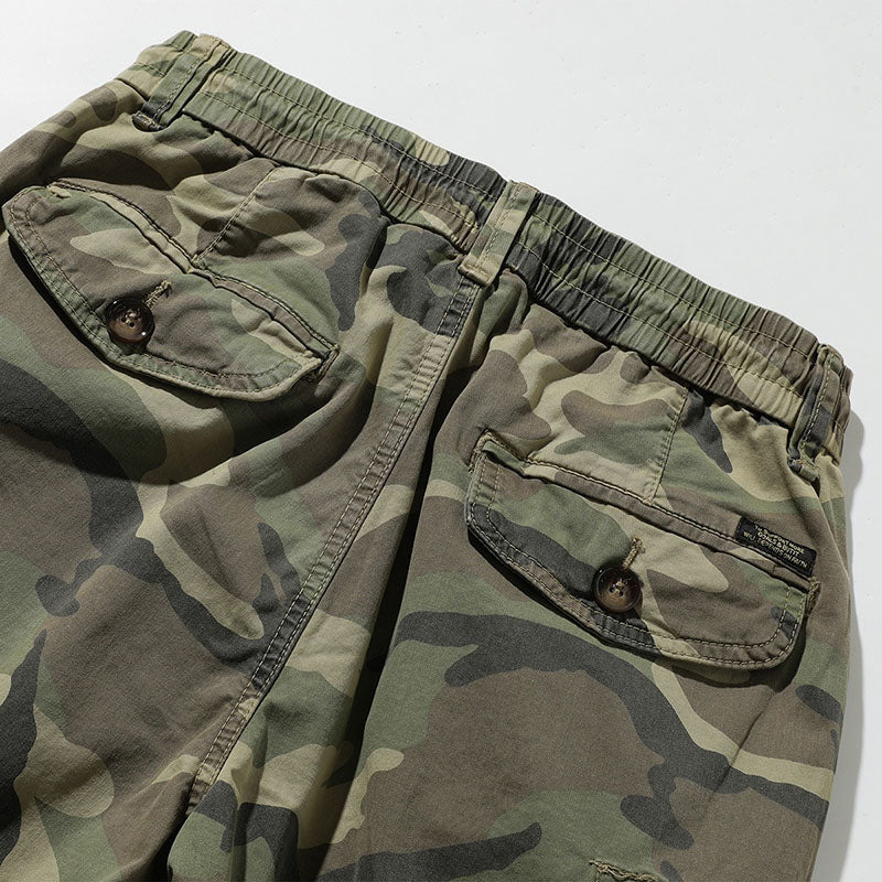 Retro Military Style Casual Cargo Camouflage Shorts