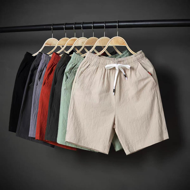 Garment-dyed linen Tie-Waist Shorts