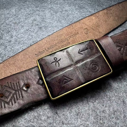 Retro Hand-carved Pattern Leather Belt