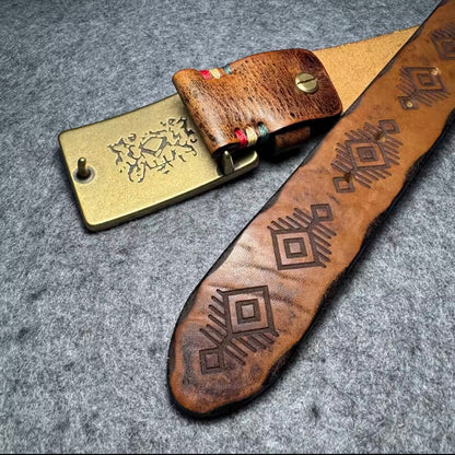 Retro Hand-carved Pattern Leather Belt