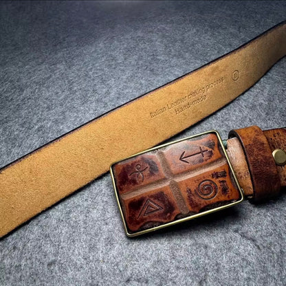 Retro Hand-carved Pattern Leather Belt