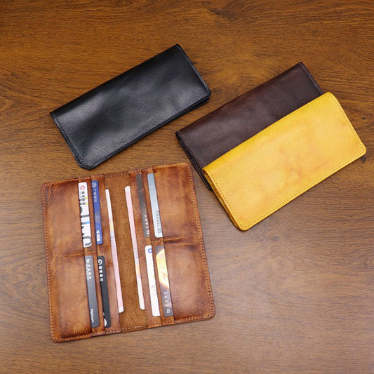 Retro Handmade Leather Multi-card Slots Long Wallet