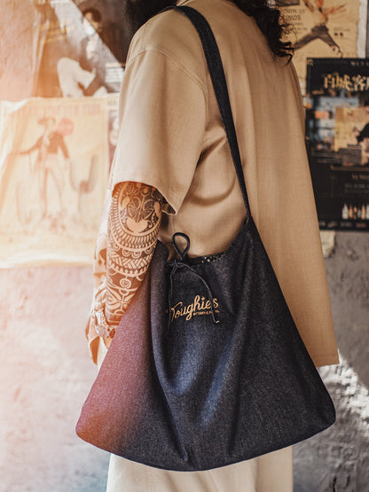 Vintage Cloth Double-Sided Denim Crossbody Bag Large Capacity Tote Bag