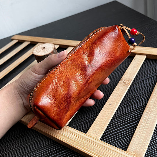 Retro Handmade Leather Storage Bag Glasses Case