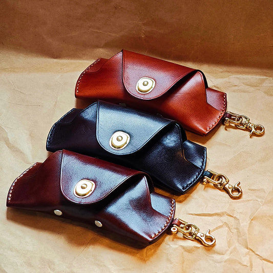 Travel Portable Handmade Retro Top Layer Cowhide Glasses Case