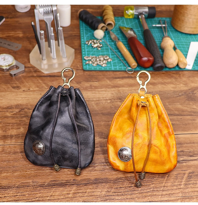 Retro Handmade Leather Coin Bag Storage Bag