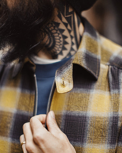 Vintage Plaid Zip Shirt Lapel Cotton Jacket Cardigan