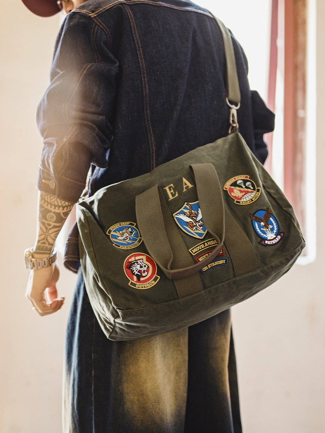 Vintage Large-capacity Tote bag Military Flight Bag