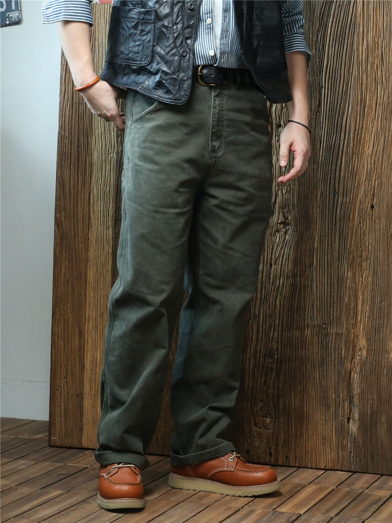 Retro Striped Denim Workwear Pants