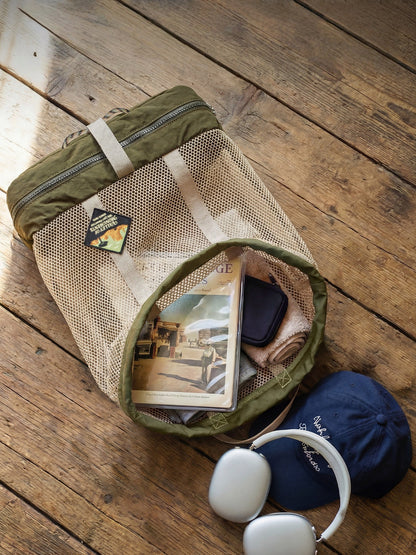 Retro Functional Foldable Fishing Bag Single-Shoulder/Crossbody/Handbag Messenger Bag