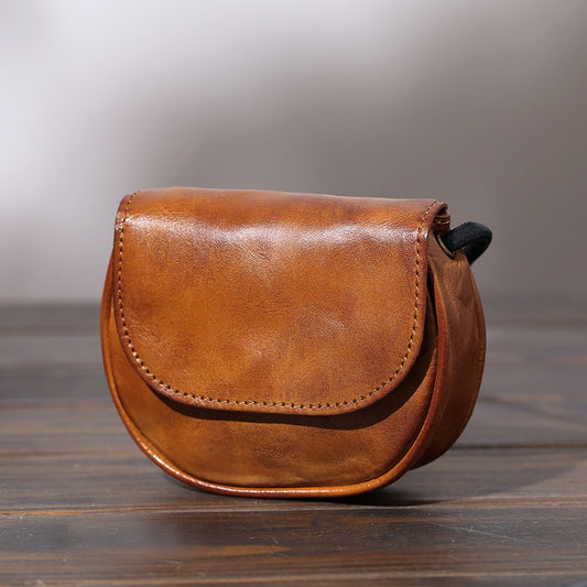 Retro Handmade Leather Card Wallets Mini Crossbody Bags