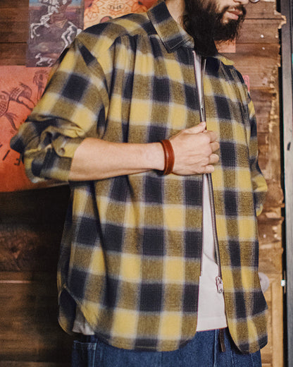 Vintage Plaid Zip Shirt Lapel Cotton Jacket Cardigan