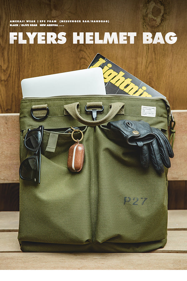 Retro P27 Canvas Flyers Helmet Bag Multi-pockets Laptop Bags