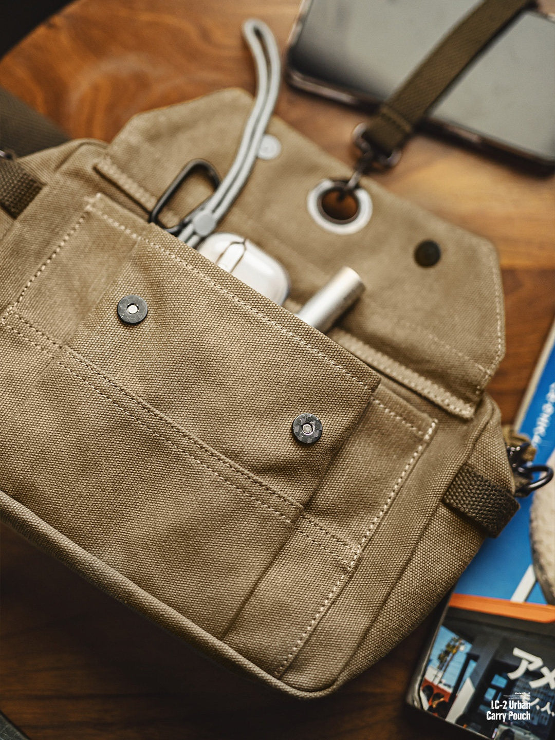 Retro Khaki Canvas Crossbody Bag Waist Bag