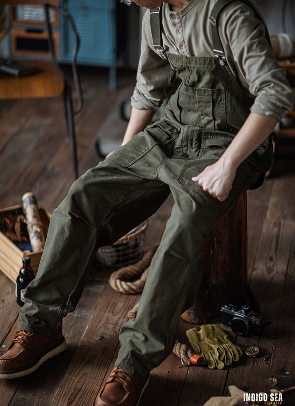 Retro Style Casual Multi-Pocket Overall Cargo Pants