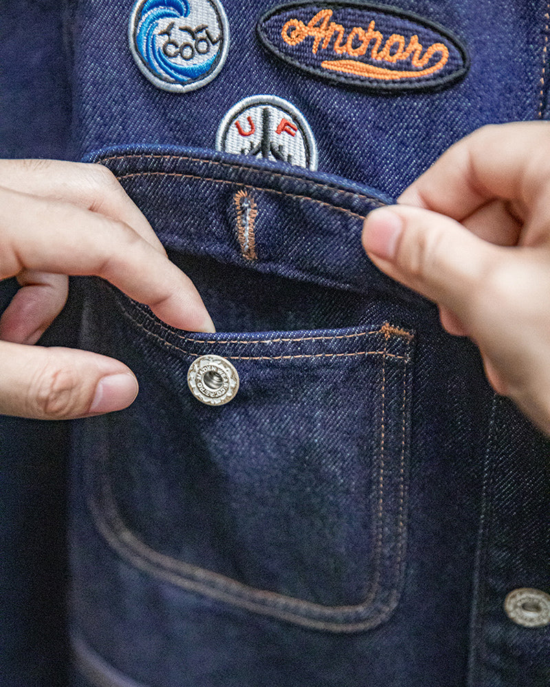 Retro Embroidered Badge Washed Denim Jacket