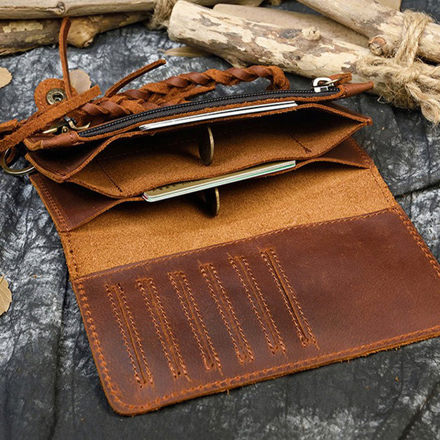 Retro Handmade Leather Multi-card Slots Long Wallet