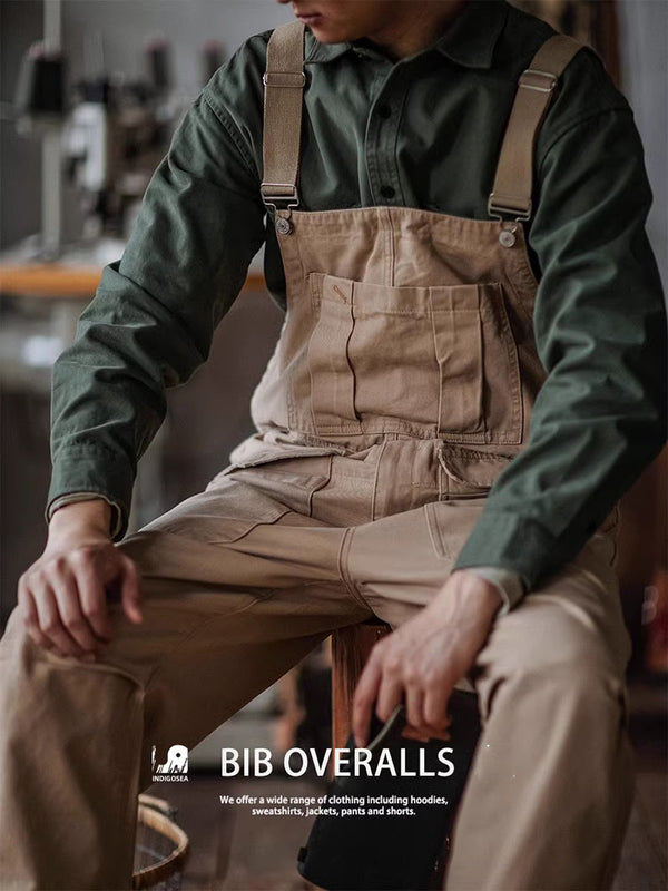 Retro Style Casual Multi-Pocket Overall Cargo Pants