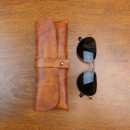 Retro Handmade Leather Pencil Case Glasses Case