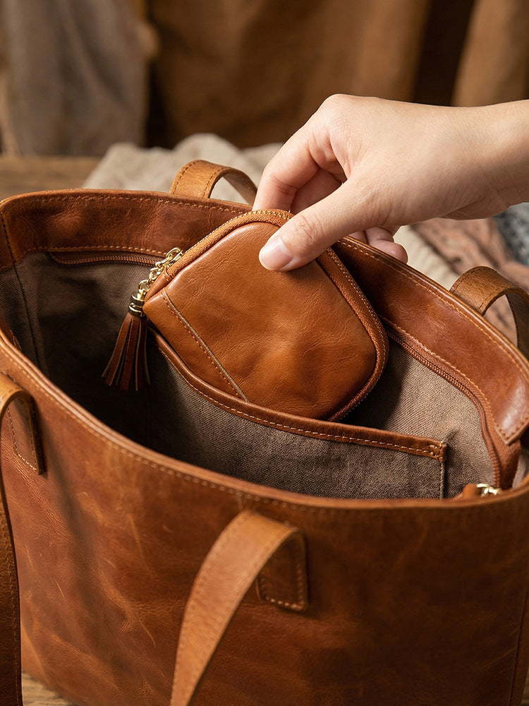 Retro Handmade Leather Storage Bag Card Holder Wallet