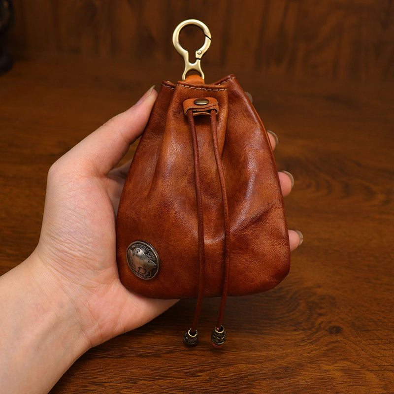 Retro Handmade Leather Coin Bag Storage Bag