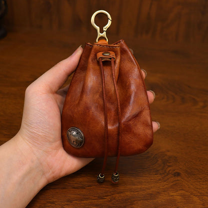 Retro Handmade Leather Coin Bag Storage Bag