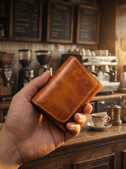 Vintage Leather Handmade Card Wallet