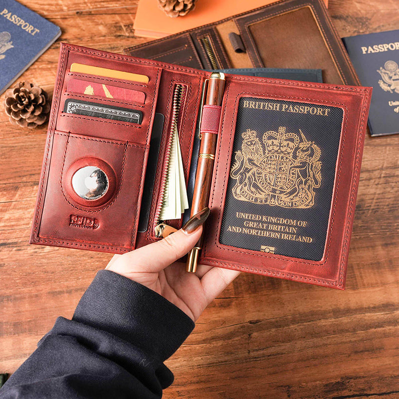 Retro Leather RFID Passport Bag Wallet