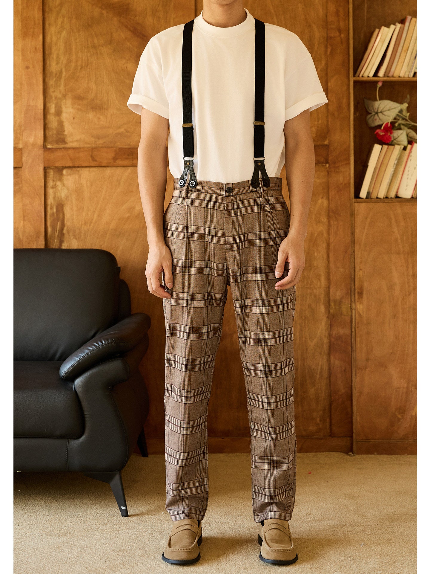 Retro Style Casual Overall Pants