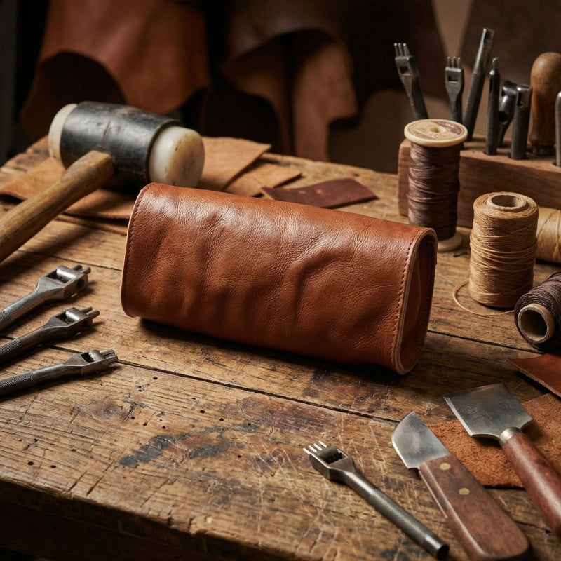 Retro Tanned Leather Glasses Case