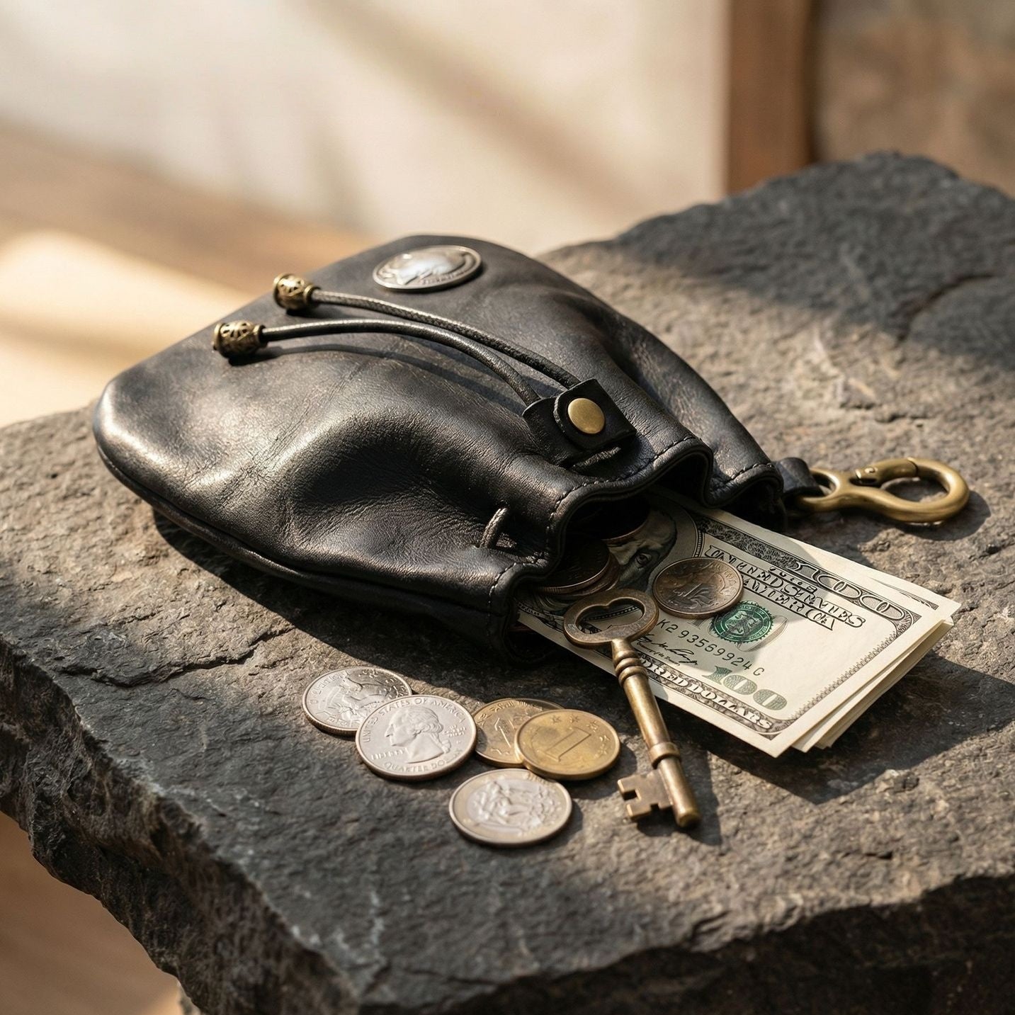 Retro Handmade Leather Coin Bag Storage Bag