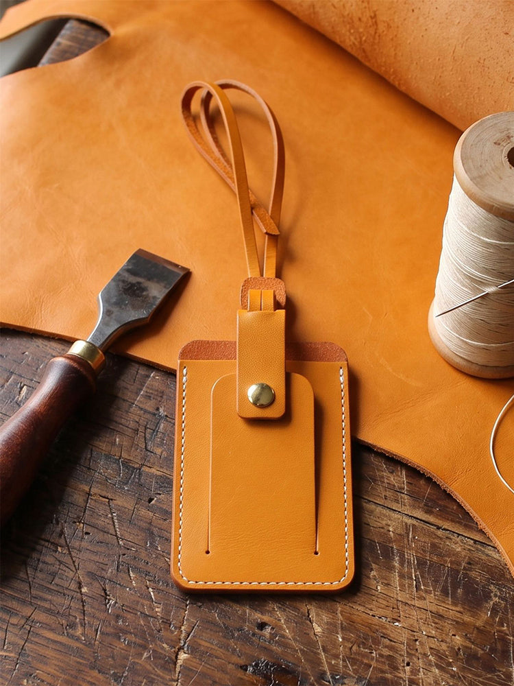 Retro Top-grain Cowhide Luggage Tag Card Holders